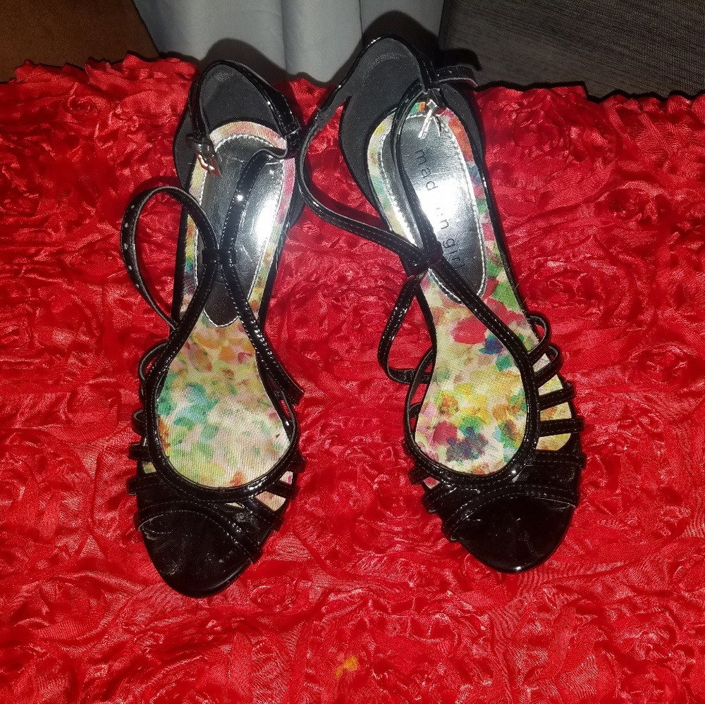 Black Patent Strapped Heels